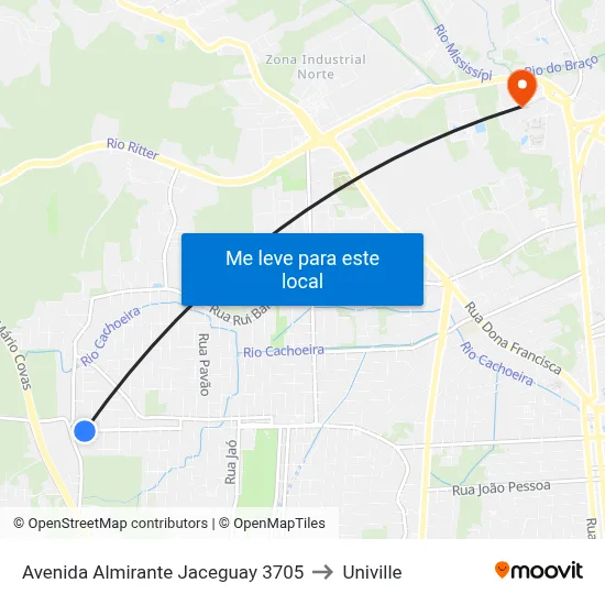 Avenida Almirante Jaceguay 3705 to Univille map