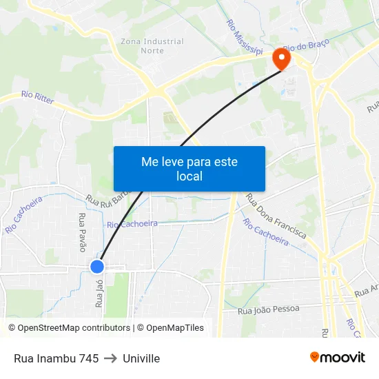 Rua Inambu 745 to Univille map