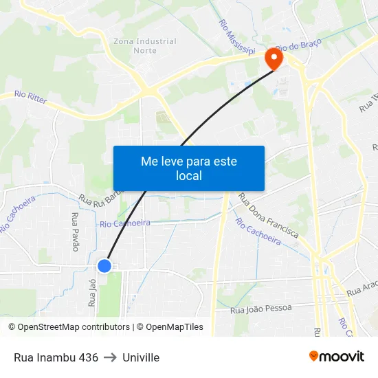Rua Inambu 436 to Univille map