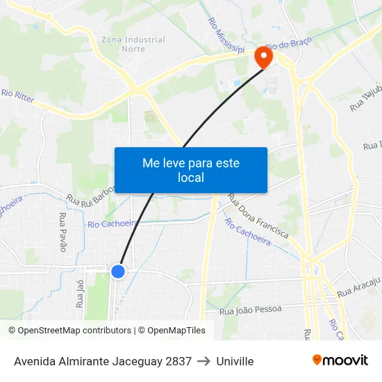 Avenida Almirante Jaceguay 2837 to Univille map