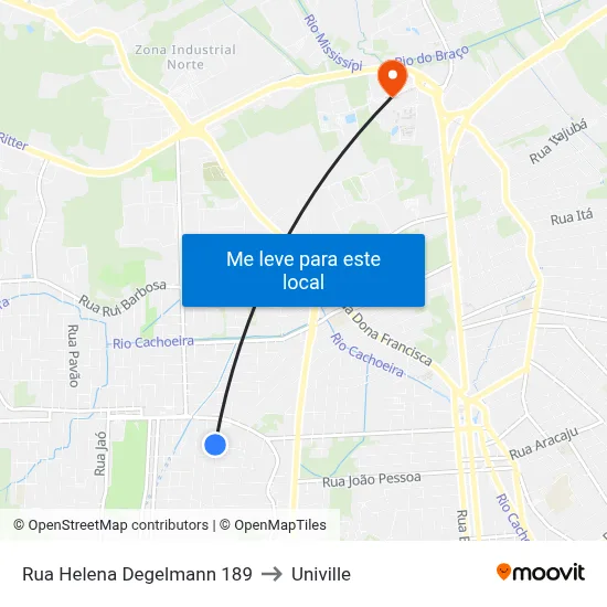 Rua Helena Degelmann 189 to Univille map