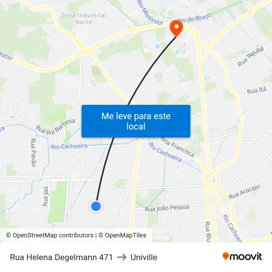 Rua Helena Degelmann 471 to Univille map