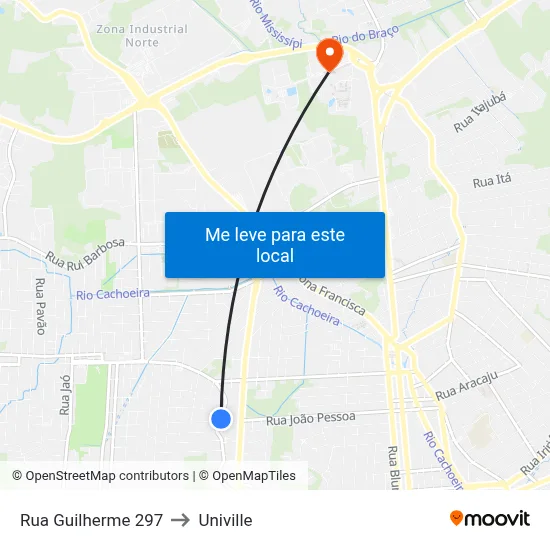 Rua Guilherme 297 to Univille map