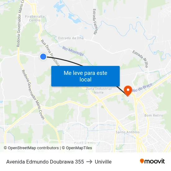 Avenida Edmundo Doubrawa 355 to Univille map