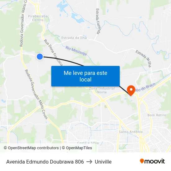 Avenida Edmundo Doubrawa 806 to Univille map