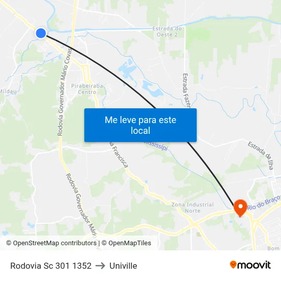 Rodovia Sc 301 1352 to Univille map