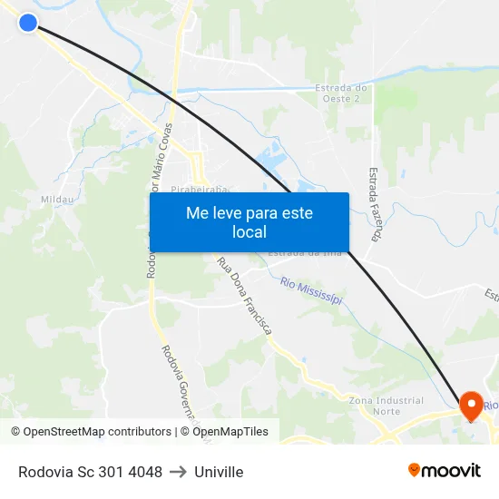 Rodovia Sc 301 4048 to Univille map