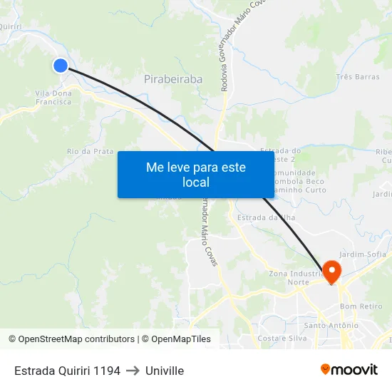 Estrada Quiriri 1194 to Univille map