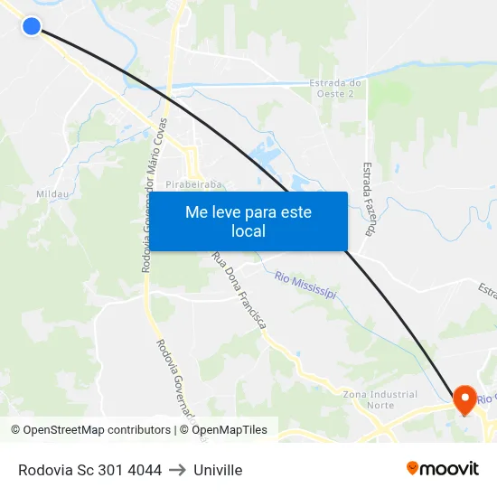 Rodovia Sc 301 4044 to Univille map