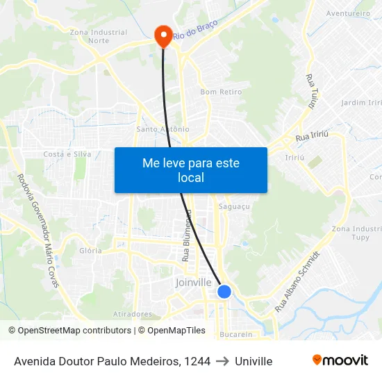Avenida Doutor Paulo Medeiros, 1244 to Univille map