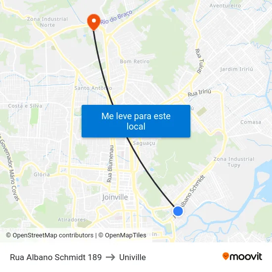 Rua Albano Schmidt 189 to Univille map