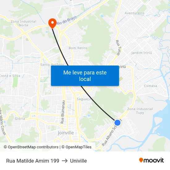Rua Matilde Amim 199 to Univille map
