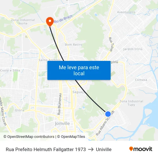 Rua Prefeito Helmuth Fallgatter 1973 to Univille map