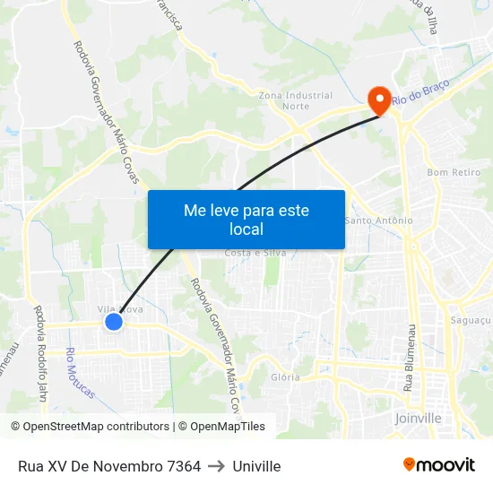 Rua XV De Novembro 7364 to Univille map