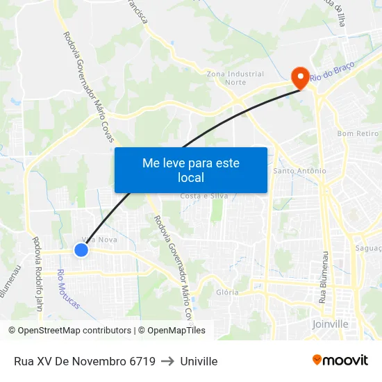 Rua XV De Novembro 6719 to Univille map