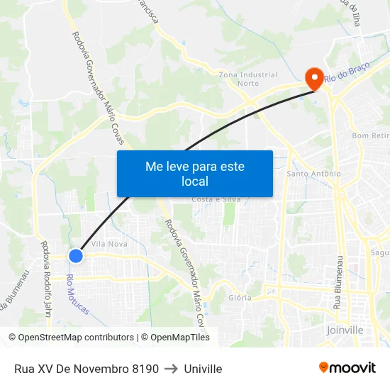 Rua XV De Novembro 8190 to Univille map