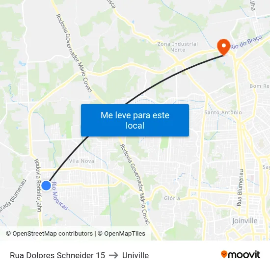 Rua Dolores Schneider 15 to Univille map