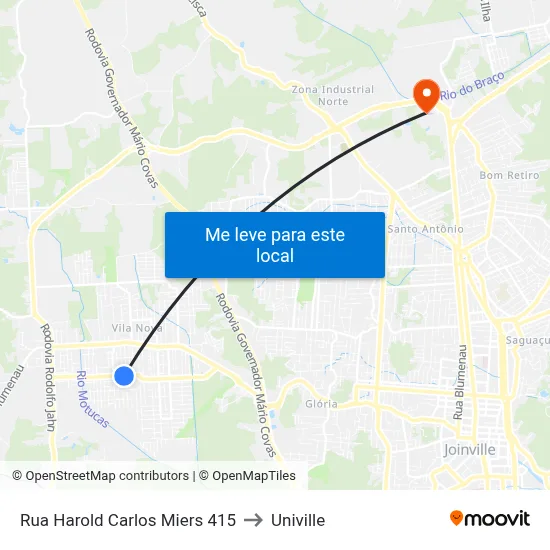 Rua Harold Carlos Miers 415 to Univille map