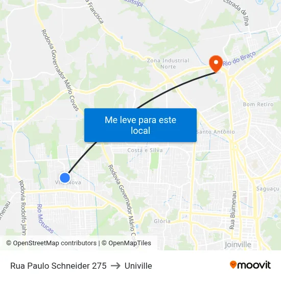 Rua Paulo Schneider 275 to Univille map