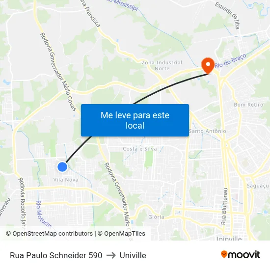 Rua Paulo Schneider 590 to Univille map