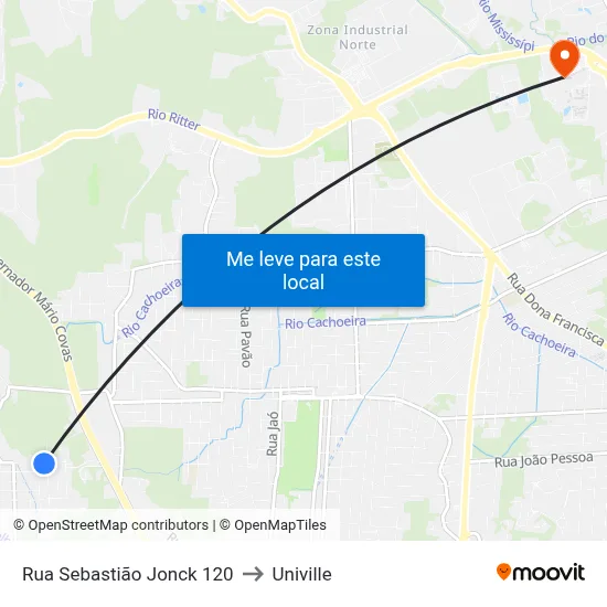 Rua Sebastião Jonck 120 to Univille map