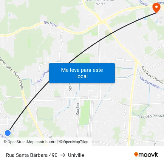 Rua Santa Bárbara 490 to Univille map