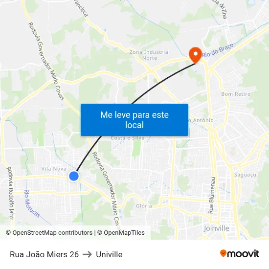 Rua João Miers 26 to Univille map