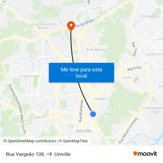 Rua Vargeão 106 to Univille map
