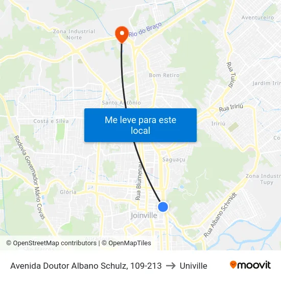 Avenida Doutor Albano Schulz, 109-213 to Univille map