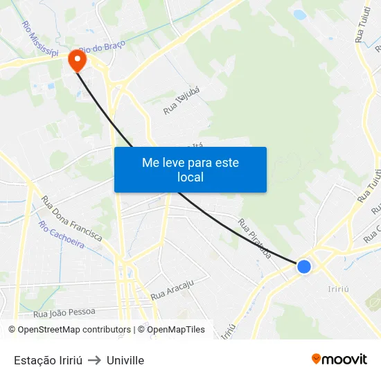 Estação Iririú to Univille map