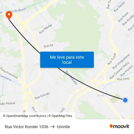 Rua Victor Konder 1036 to Univille map