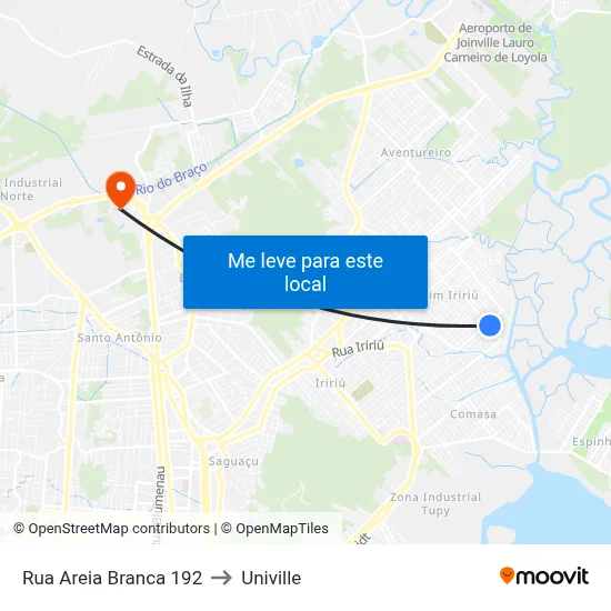 Rua Areia Branca 192 to Univille map