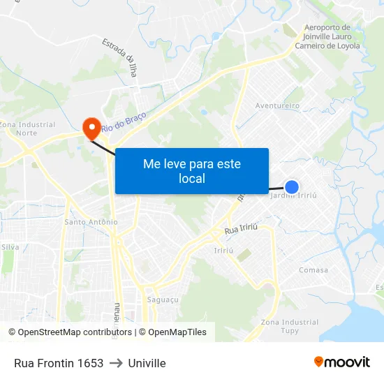 Rua Frontin 1653 to Univille map