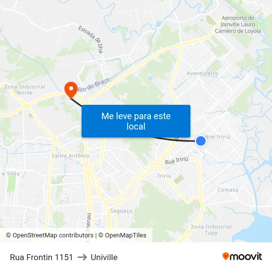 Rua Frontin 1151 to Univille map