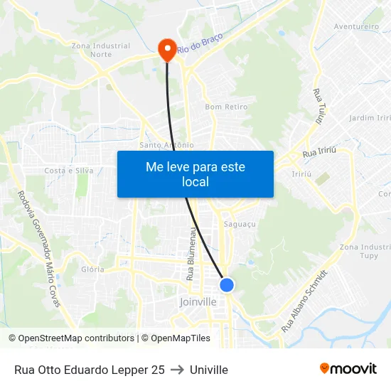 Rua Otto Eduardo Lepper 25 to Univille map