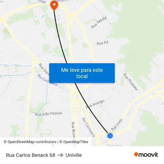 Rua Carlos Benack 68 to Univille map