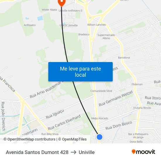 Avenida Santos Dumont 428 to Univille map