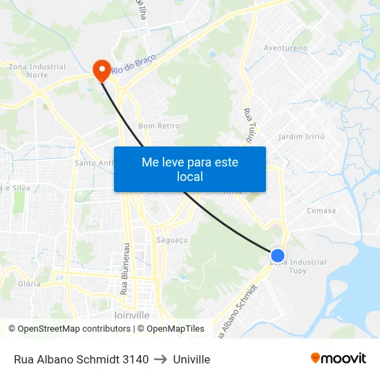 Rua Albano Schmidt 3140 to Univille map