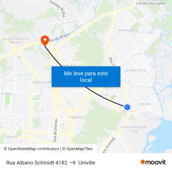 Rua Albano Schmidt 4182 to Univille map