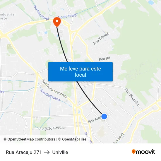 Rua Aracaju 271 to Univille map