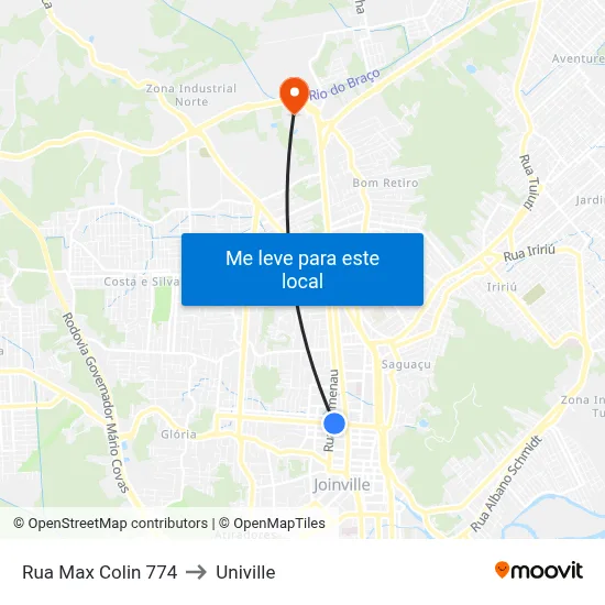 Rua Max Colin 774 to Univille map