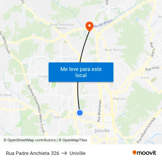 Rua Padre Anchieta 326 to Univille map