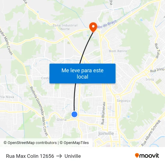 Rua Max Colin 12656 to Univille map