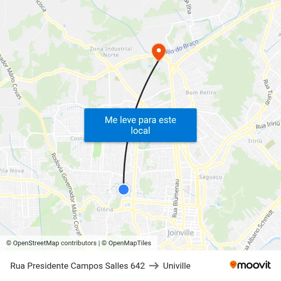 Rua Presidente Campos Salles 642 to Univille map
