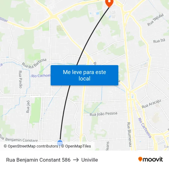 Rua Benjamin Constant 586 to Univille map
