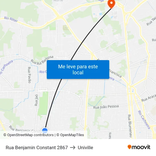 Rua Benjamin Constant 2867 to Univille map