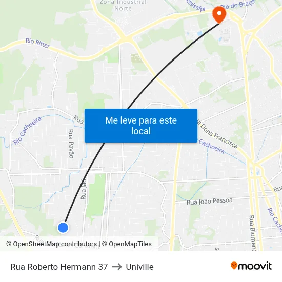 Rua Roberto Hermann 37 to Univille map