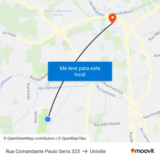 Rua Comandante Paulo Serra 325 to Univille map