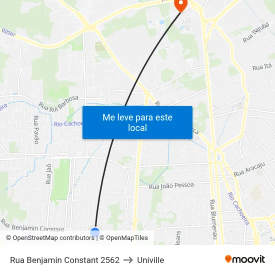 Rua Benjamin Constant 2562 to Univille map