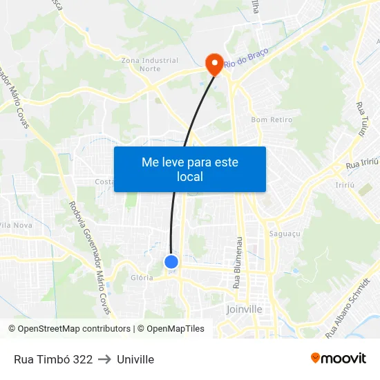 Rua Timbó 322 to Univille map